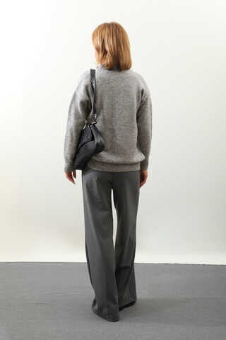 Önü Oval Kısa Kazak Gri - 8