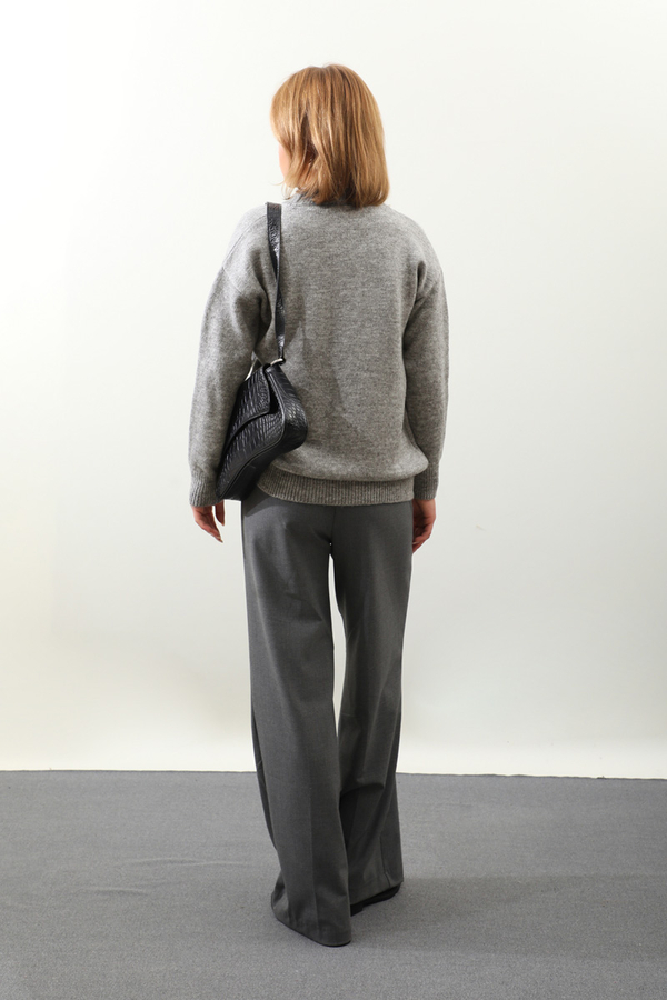 Önü Oval Kısa Kazak Gri - 8