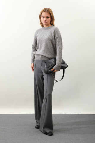 Önü Oval Kısa Kazak Gri - 1