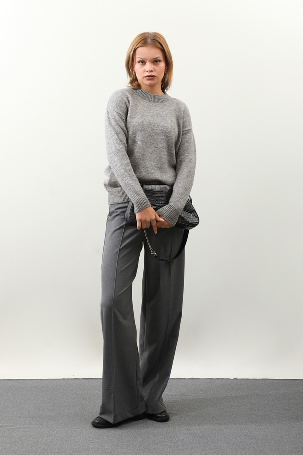 Önü Oval Kısa Kazak Gri - 2