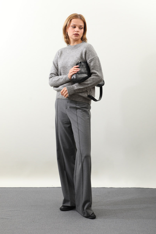 Önü Oval Kısa Kazak Gri - 3