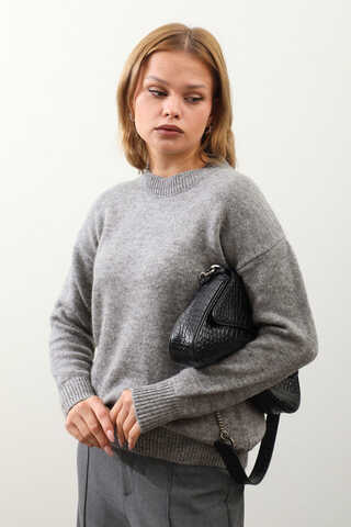 Önü Oval Kısa Kazak Gri - 5