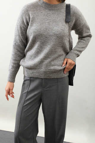 Önü Oval Kısa Kazak Gri - 7