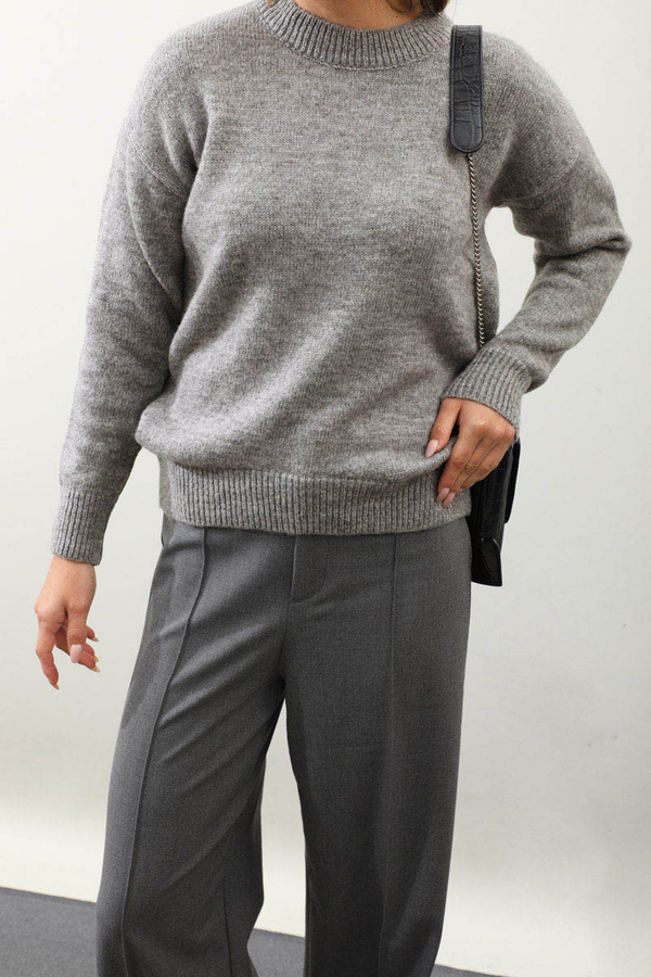 Önü Oval Kısa Kazak Gri - 7