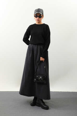 Önü Oval Kısa Kazak Siyah - 2