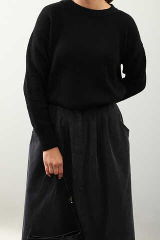 Önü Oval Kısa Kazak Siyah - 6