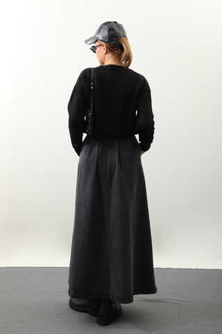 Önü Oval Kısa Kazak Siyah - 8