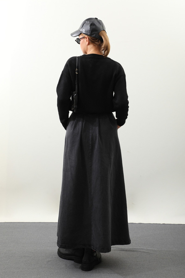 Önü Oval Kısa Kazak Siyah - 8