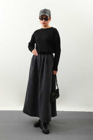 Önü Oval Kısa Kazak Siyah - 4