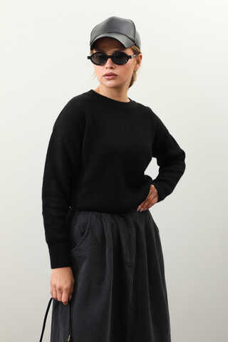 Önü Oval Kısa Kazak Siyah - 1