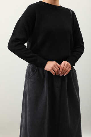 Önü Oval Kısa Kazak Siyah - 7