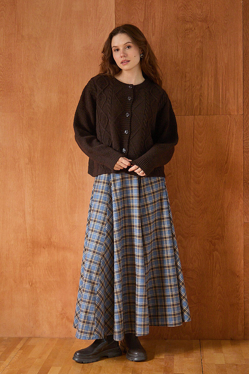 Örgülü Triko Hırka Kahve - 3