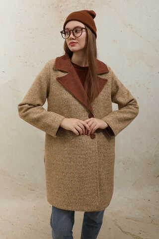 Örme Garnili Kaşe Ceket Camel - 7