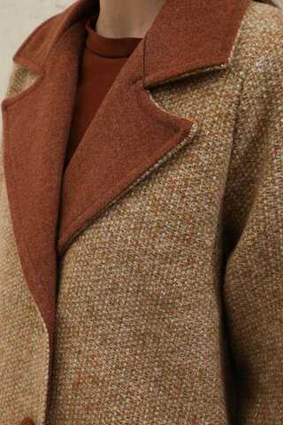 Örme Garnili Kaşe Ceket Camel - 9