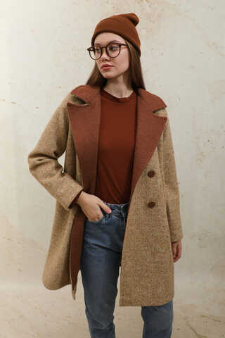 Örme Garnili Kaşe Ceket Camel - 2