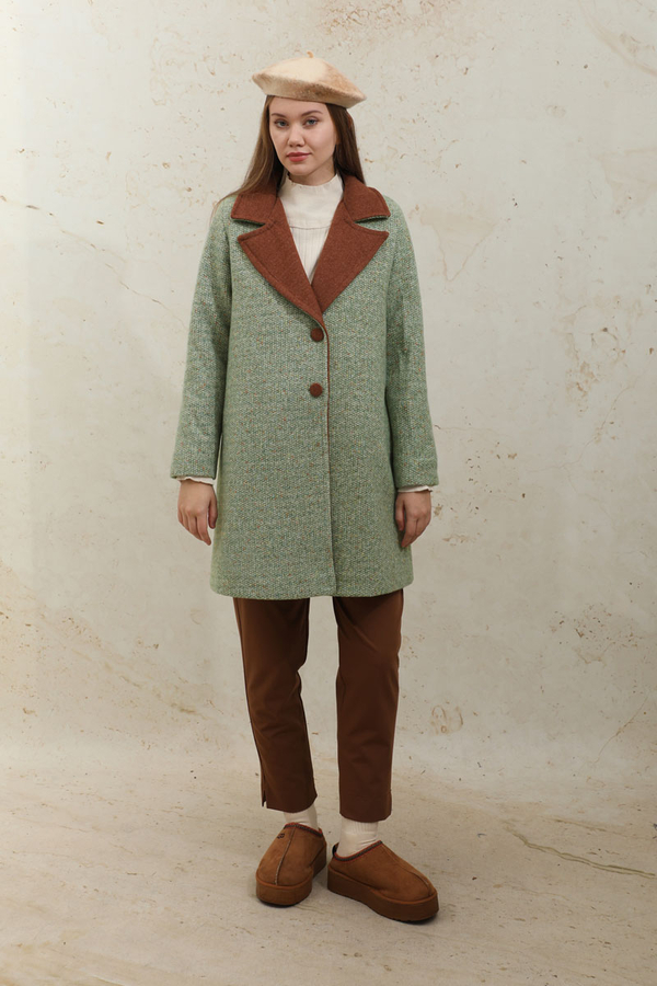 Örme Garnili Kaşe Ceket Mint - 5