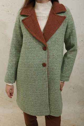 Örme Garnili Kaşe Ceket Mint - 7