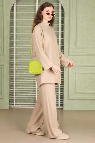 Ortası Şeritli Takım Bej - 4