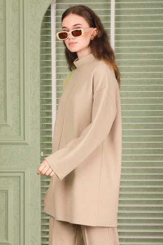 Ortası Şeritli Takım Bej - 5