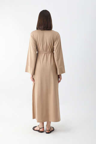 Osmanlı Baskılı Sweat Elbise Camel - 9