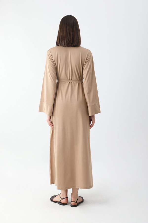 Osmanlı Baskılı Sweat Elbise Camel - 9