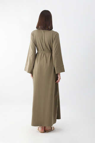 Osmanlı Baskılı Sweat Elbise Haki - 10