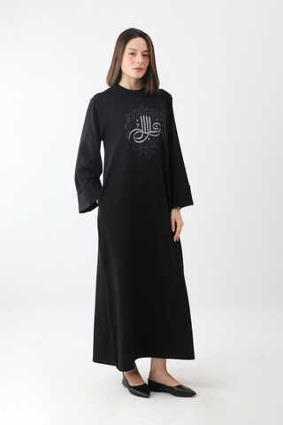 Osmanlı Baskılı Sweat Elbise Siyah - 2