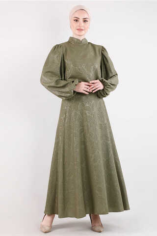 Ottoman Patterned Skirt Set Khaki - 2