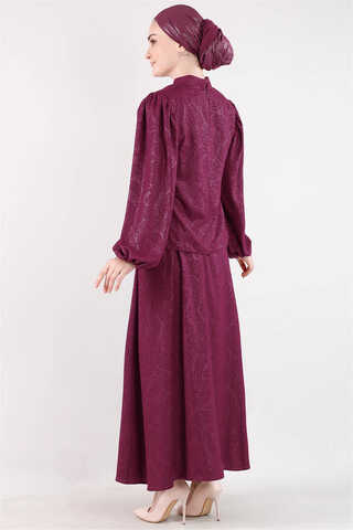 Ottoman Patterned Skirt Set Plum - 4