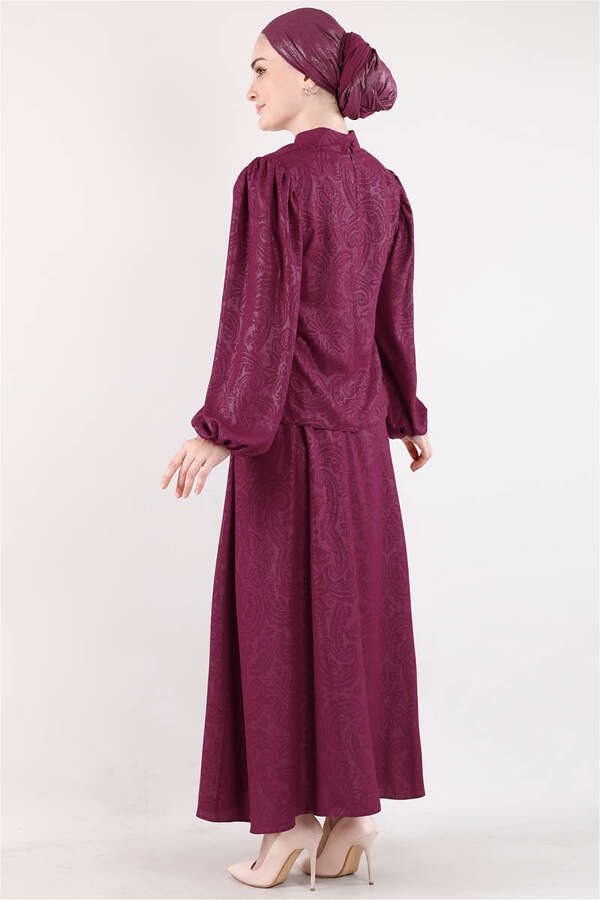Ottoman Patterned Skirt Set Plum - 4