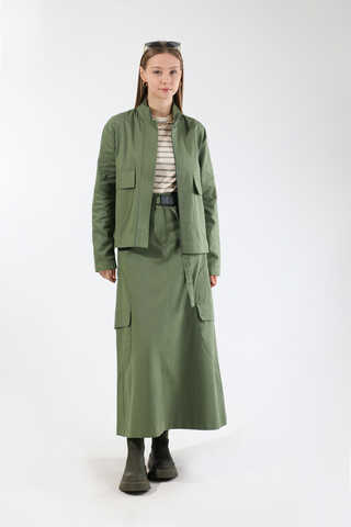 Oval Cepli Ceket Etek Takım Haki - 1