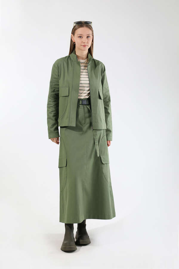 Oval Cepli Ceket Etek Takım Haki - 1