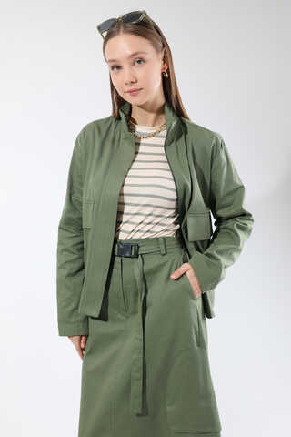 Oval Cepli Ceket Etek Takım Haki - 2