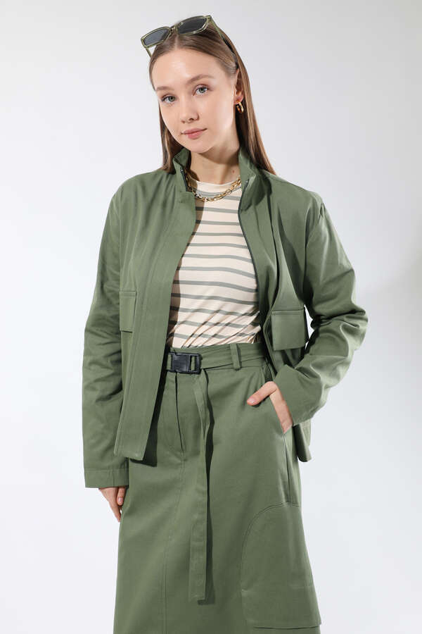 Oval Cepli Ceket Etek Takım Haki - 2