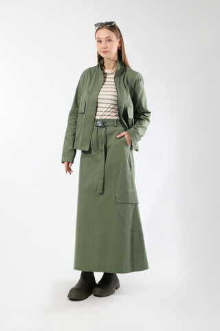 Oval Cepli Ceket Etek Takım Haki - 3