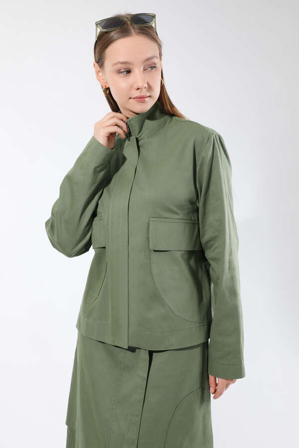 Oval Cepli Ceket Etek Takım Haki - 4