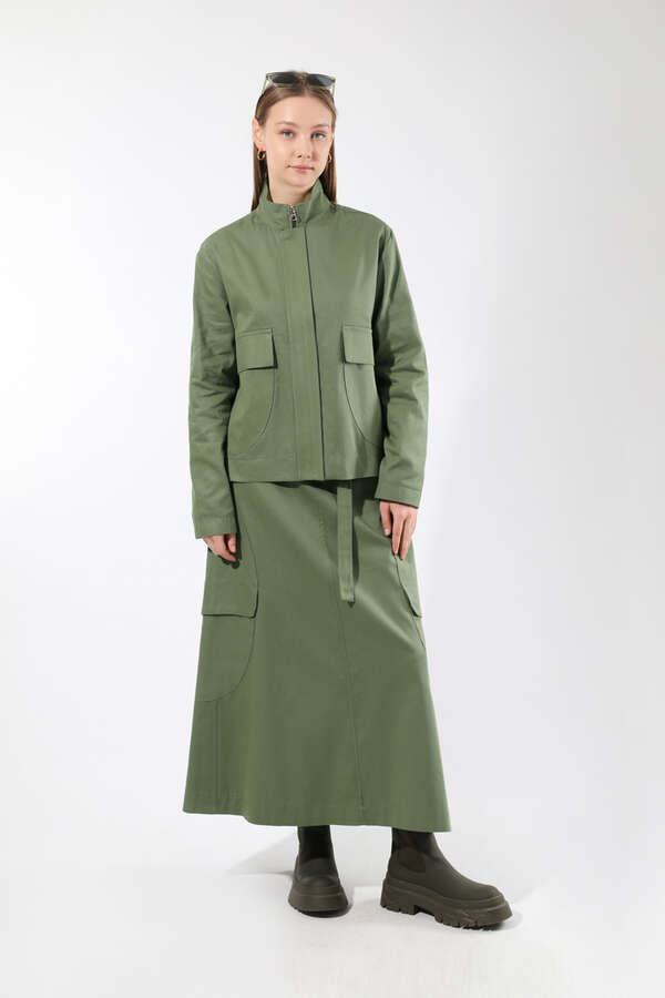 Oval Cepli Ceket Etek Takım Haki - 5