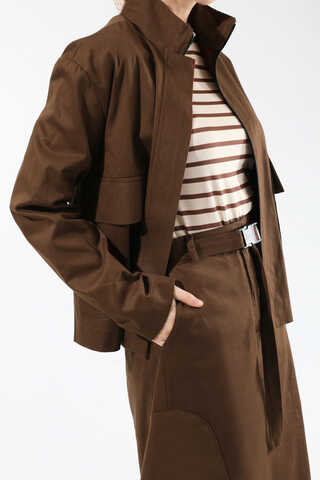 Oval Cepli Ceket Etek Takım Kahve - 2