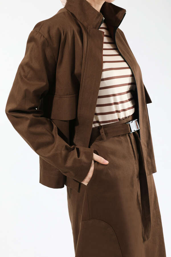 Oval Cepli Ceket Etek Takım Kahve - 2