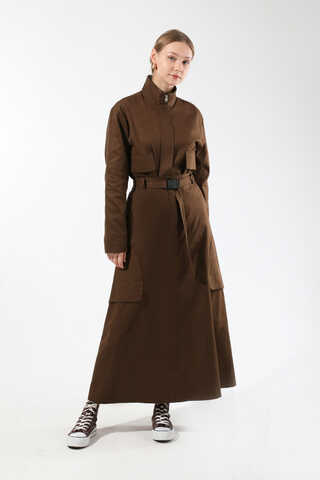 Oval Cepli Ceket Etek Takım Kahve - 3