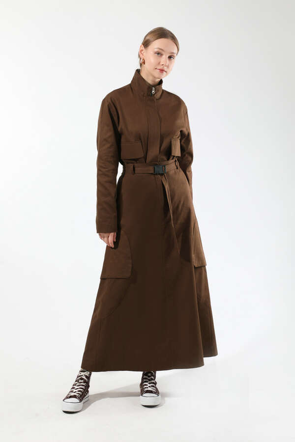 Oval Cepli Ceket Etek Takım Kahve - 3