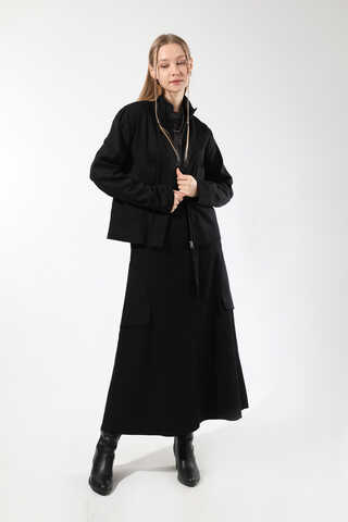 Oval Cepli Ceket Etek Takım Siyah - 1