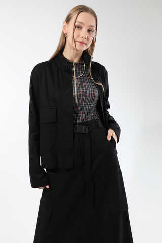 Oval Cepli Ceket Etek Takım Siyah - 2