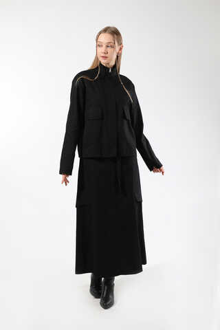 Oval Cepli Ceket Etek Takım Siyah - 3