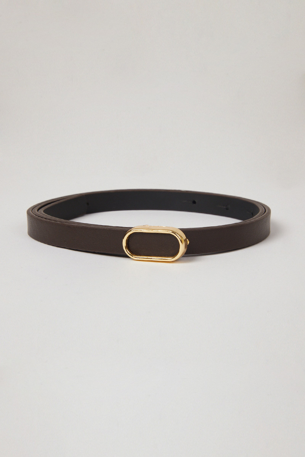 Oval Tokalı Kemer Kahverengi - 1