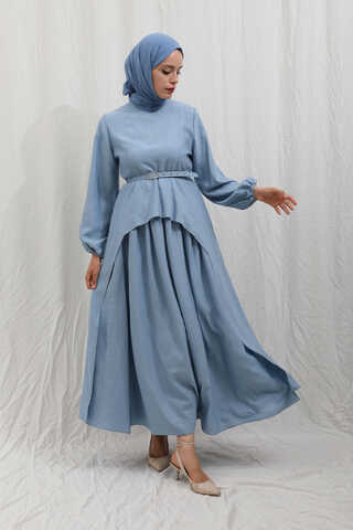 Oval Tunikli Etek Takım Bebe Mavisi - 6