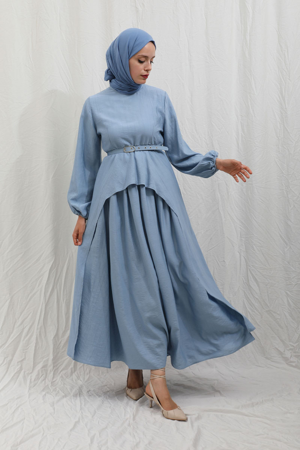 Oval Tunikli Etek Takım Bebe Mavisi - 6