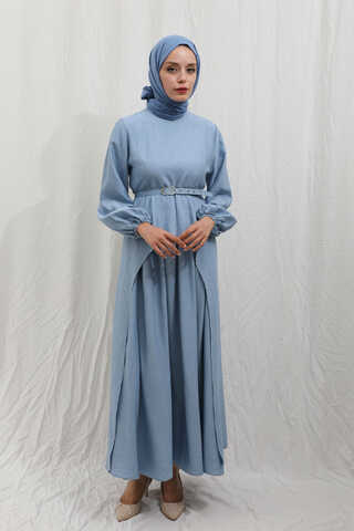 Oval Tunikli Etek Takım Bebe Mavisi - 7