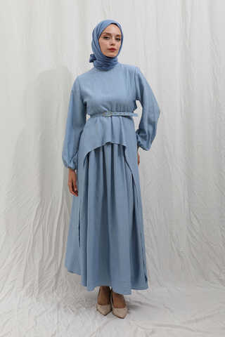 Oval Tunikli Etek Takım Bebe Mavisi - 5