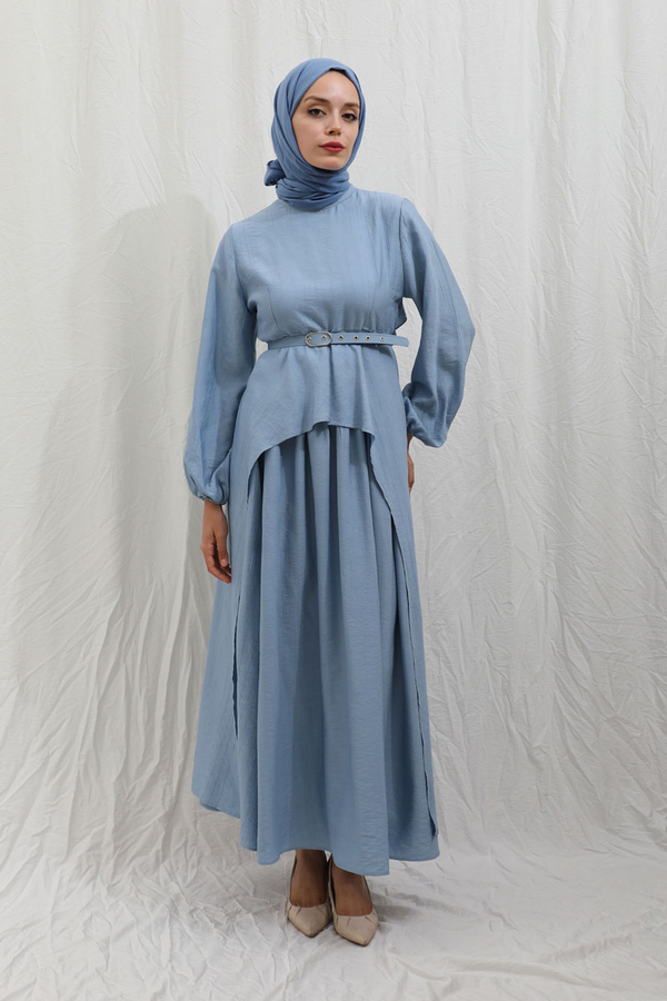 Oval Tunikli Etek Takım Bebe Mavisi - 5